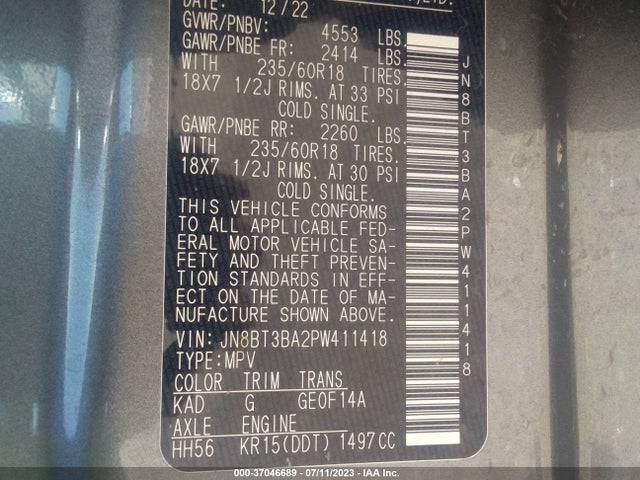Nissan ROGUE SV 2023 JN8BT3BA2PW411418 Image 9