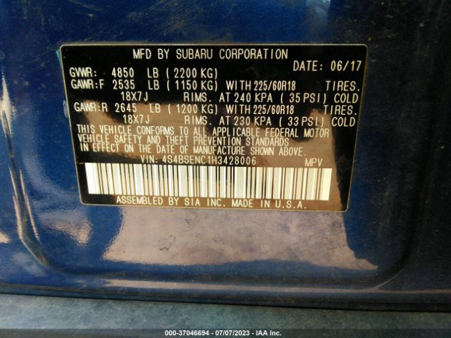 4S4BSENC1H3428006 Subaru Outback Limited