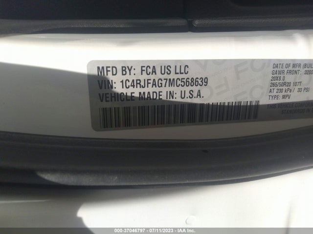 1C4RJFAG7MC568639 Jeep Grand Cherokee Laredo X
