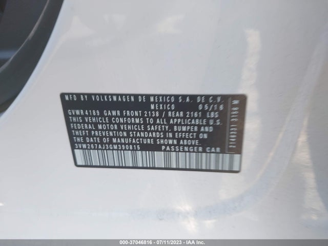 3VW267AJ3GM390815 Volkswagen Jetta Sedan 1.4t S