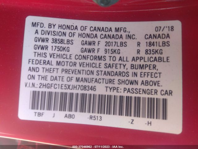 2HGFC1E5XJH708346 Honda CIVIC SI SEDAN