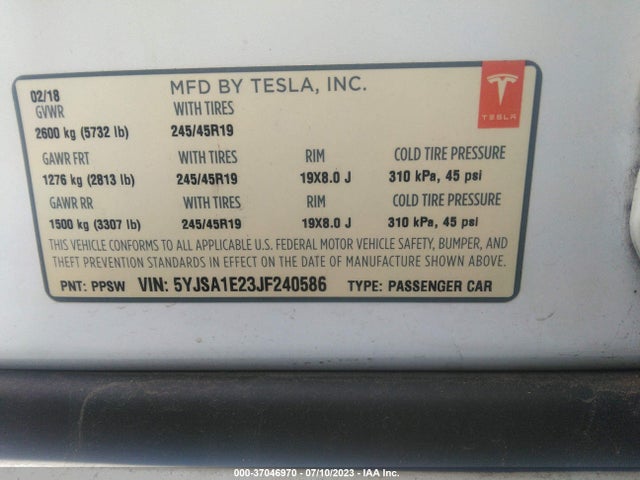 Tesla Model S 75d 2018 5YJSA1E23JF240586 Image 17