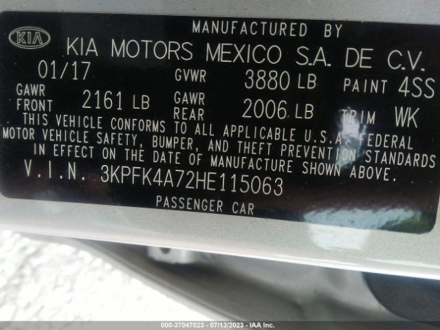 3KPFK4A72HE115063 KIA FORTE LX