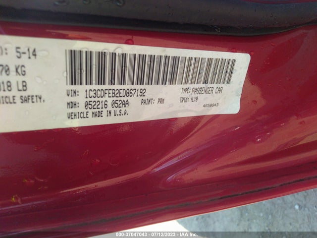Dodge DART GT 2014 1C3CDFEB2ED867192 Image 9