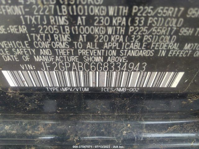 JF2GPABC6G8334943 Subaru Crosstrek Premium