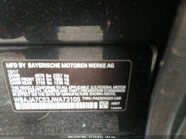 WBAJA7C53JWA73105 BMW 5 Series 530i Xdrive