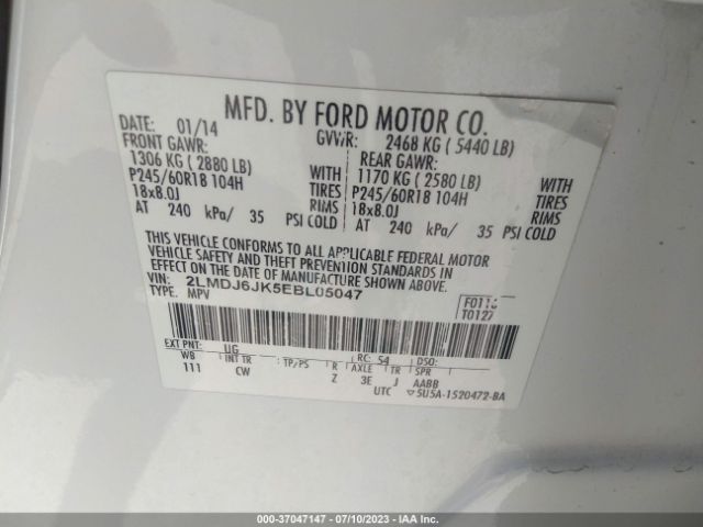 2LMDJ6JK5EBL05047 Lincoln MKX