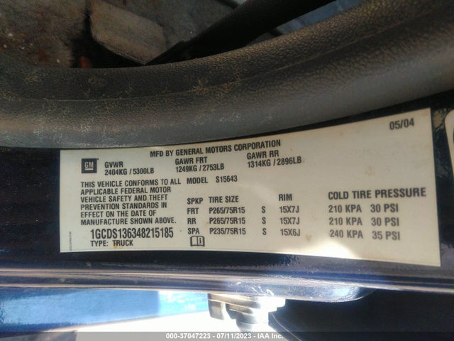 2004 CHEVROLET COLORADO 1SE LS Z71 VIN: 1GCDS136348215185