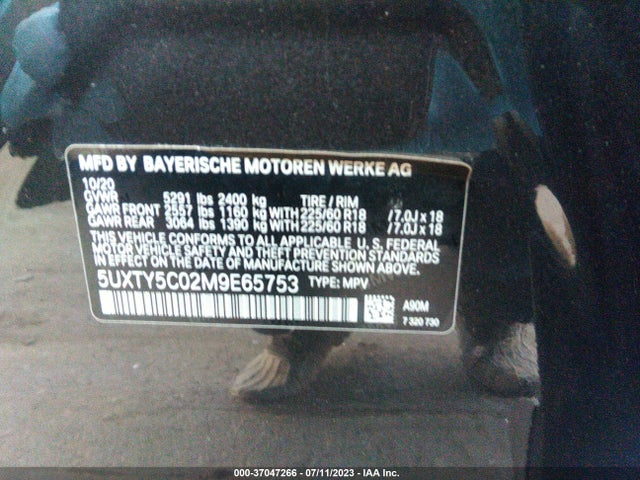 BMW X3  Xdrive30i 2021 5UXTY5C02M9E65753 Image 9