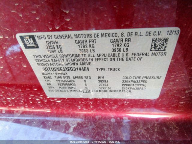 3GTU2VEJ3EG314464 GMC Sierra 1500 Slt