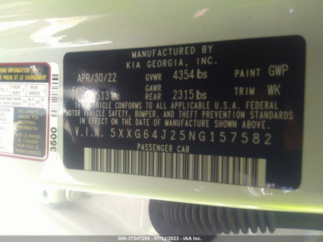 5XXG64J25NG157582 KIA K5 Gt-line