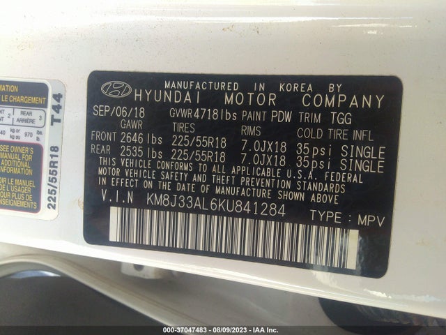 Hyundai TUCSON SEL 2019 KM8J33AL6KU841284 Image 15