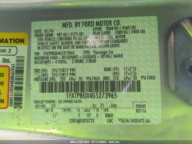 1FATP8EM4G5273965 Ford Mustang V6