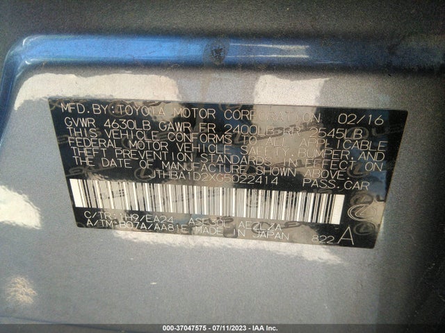JTHBA1D2XG5022414 Lexus IS 200T