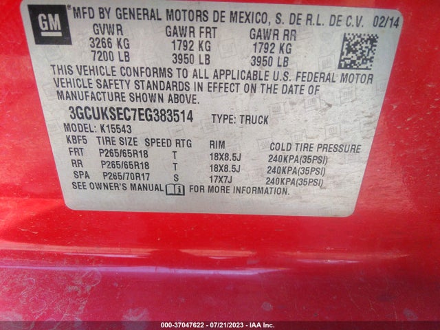 Chevrolet Silverado 1500 Ltz 2014 3GCUKSEC7EG383514 Image 9