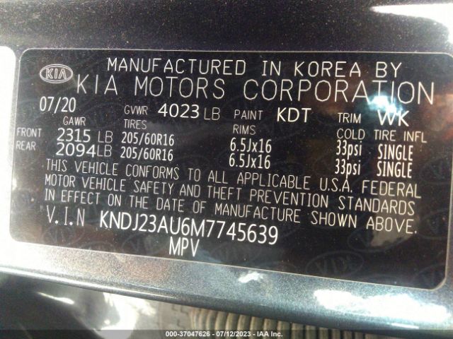 KNDJ23AU6M7745639 KIA SOUL LX