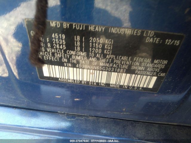 4S3BNAN65G3031881 Subaru Legacy 2.5i Limited