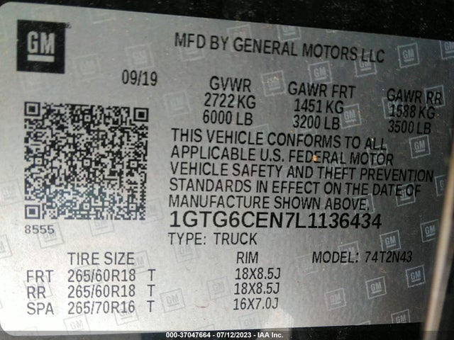 GMC Canyon 4wd Sle 2020 1GTG6CEN7L1136434 Image 9