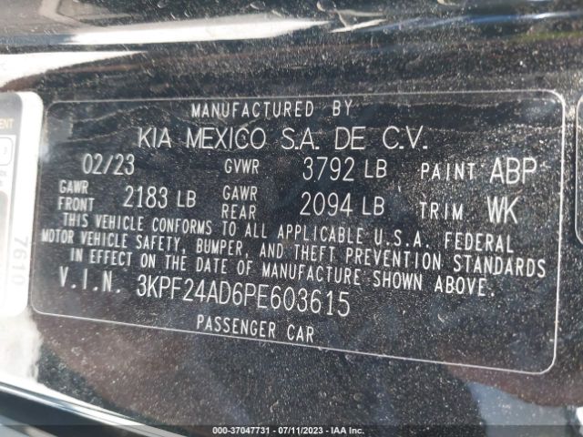 3KPF24AD6PE603615 KIA Forte Lxs