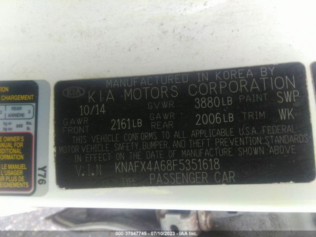 KNAFX4A68F5351618 KIA FORTE LX