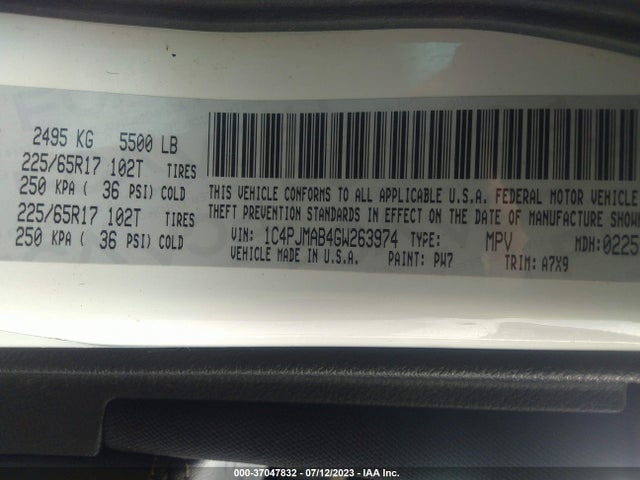 1C4PJMAB4GW263974 Jeep Cherokee Sport