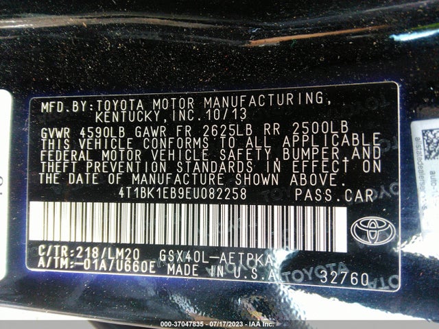 Toyota AVALON LIMITED 2014 4T1BK1EB9EU082258 Image 9