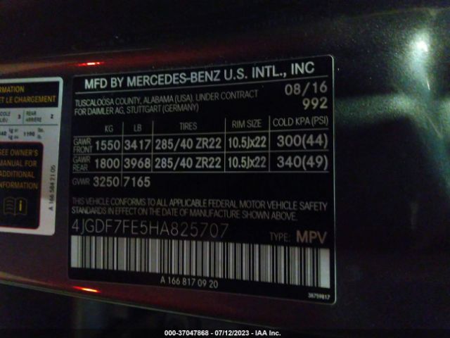 4JGDF7FE5HA825707 Mercedes-Benz Gls Amg Gls 63
