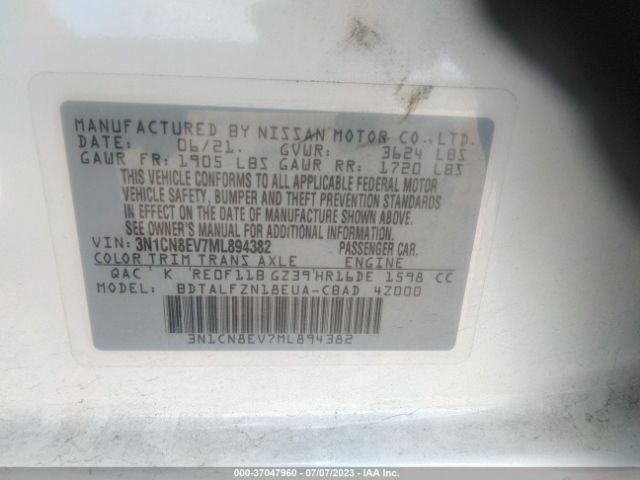 3N1CN8EV7ML894382 Nissan VERSA SV