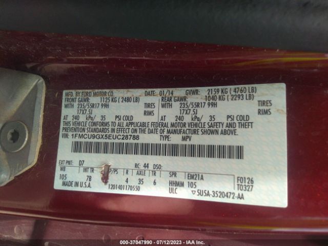 1FMCU9GX5EUC28788 Ford ESCAPE SE
