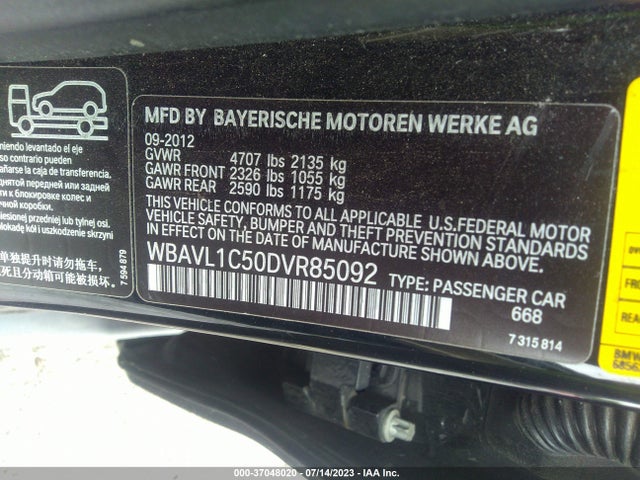 2013 BMW X1 XDRIVE28I VIN: WBAVL1C50DVR85092