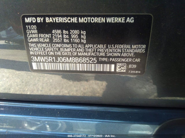 BMW 3 Series 330i 2021 аукцион фото