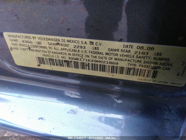 2009 VOLKSWAGEN JETTA SEDAN SE/SEL VIN: 3VWRZ71KX9M021869