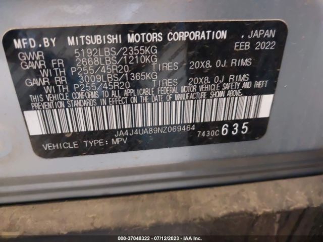 JA4J4UA89NZ069464 Mitsubishi Outlander Se