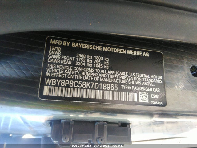 WBY8P8C58K7D18965 BMW I3 S