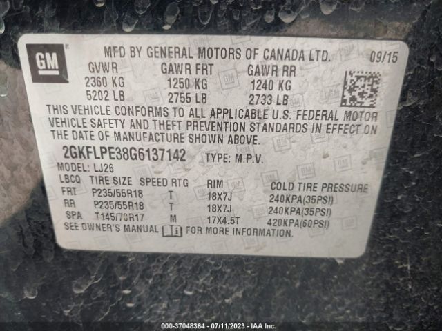 2GKFLPE38G6137142 GMC Terrain Slt