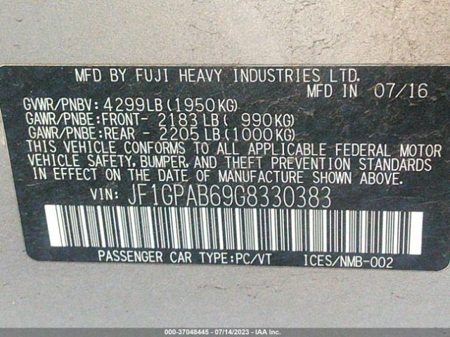 JF1GPAB69G8330383 Subaru Impreza Wagon 2.0i Premium