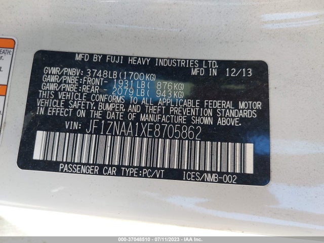 2014 Toyota GR 86, VIN: JF1ZNAA1XE8705862
