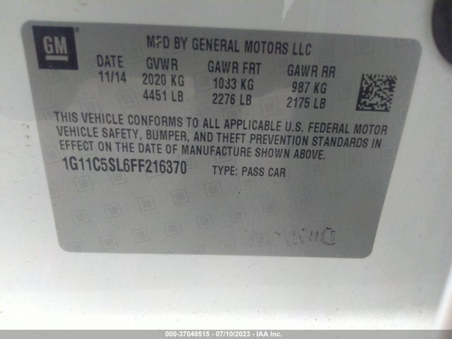 Chevrolet MALIBU LT 2015 1G11C5SL6FF216370 Image 10