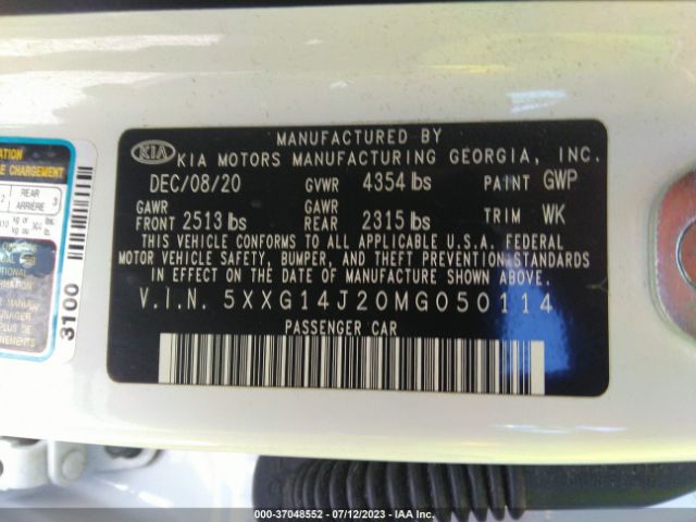 5XXG14J20MG050114 KIA K5 LXS