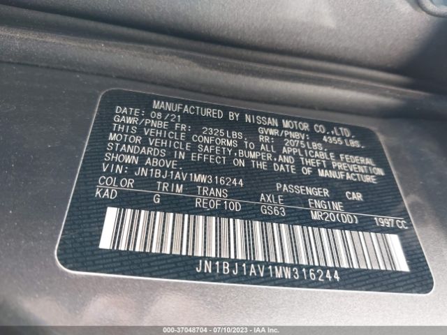 JN1BJ1AV1MW316244 Nissan Rogue Sport S