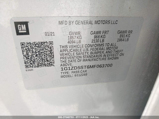 Chevrolet MALIBU LT 2021 1G1ZD5ST6MF063700 Image 9