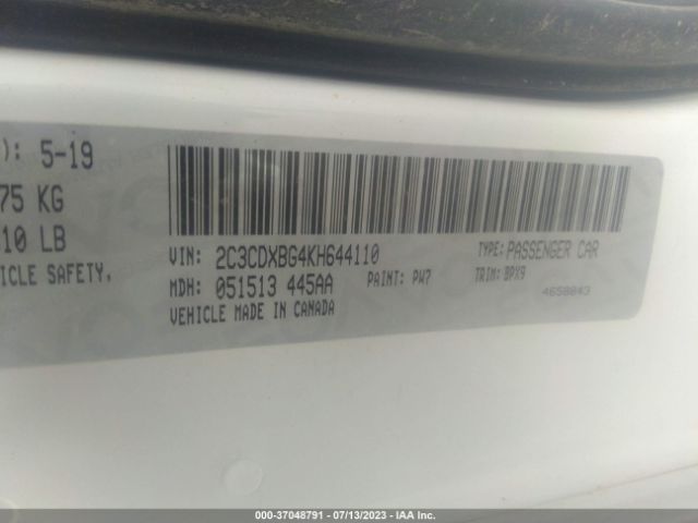 2C3CDXBG4KH644110 Dodge Charger Sxt