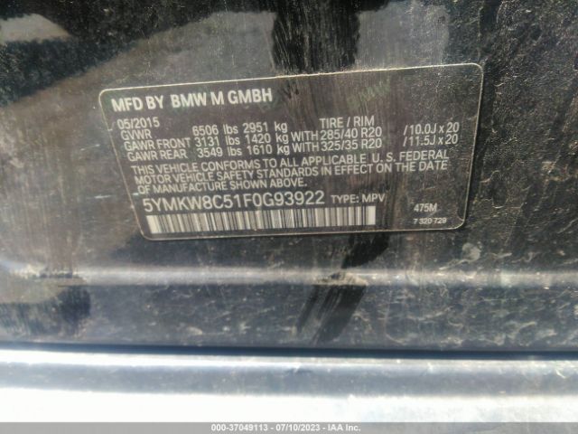5YMKW8C51F0G93922 BMW X6 M