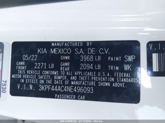 3KPF44AC4NE496093 KIA FORTE GT