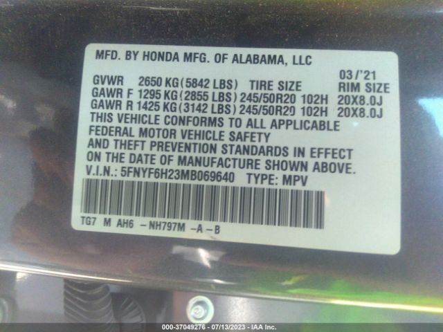 5FNYF6H23MB069640 Honda Pilot Special Edition