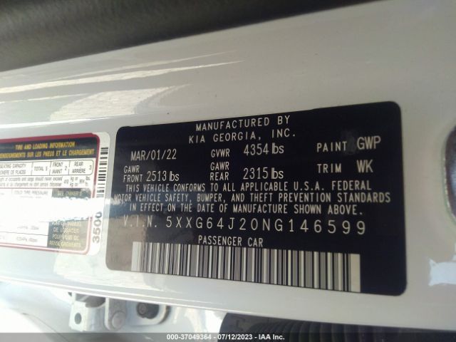 5XXG64J20NG146599 KIA K5 Gt-line