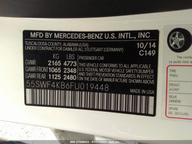 55SWF4KB6FU019448 Mercedes-Benz C-class C 300