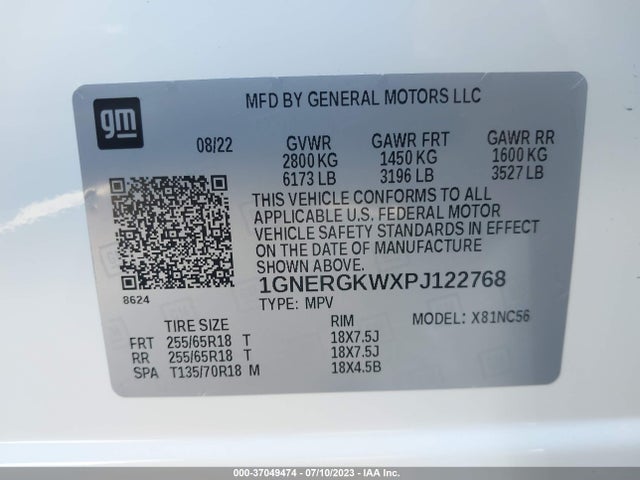 Chevrolet Traverse Lt Cloth 2023 1GNERGKWXPJ122768 Image 9