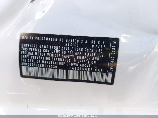 3VWC57BU2KM066330 Volkswagen Jetta S/se/r-line