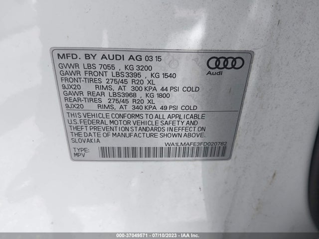 WA1LMAFE3FD020782 Audi Q7 3.0l Tdi Premium Plus